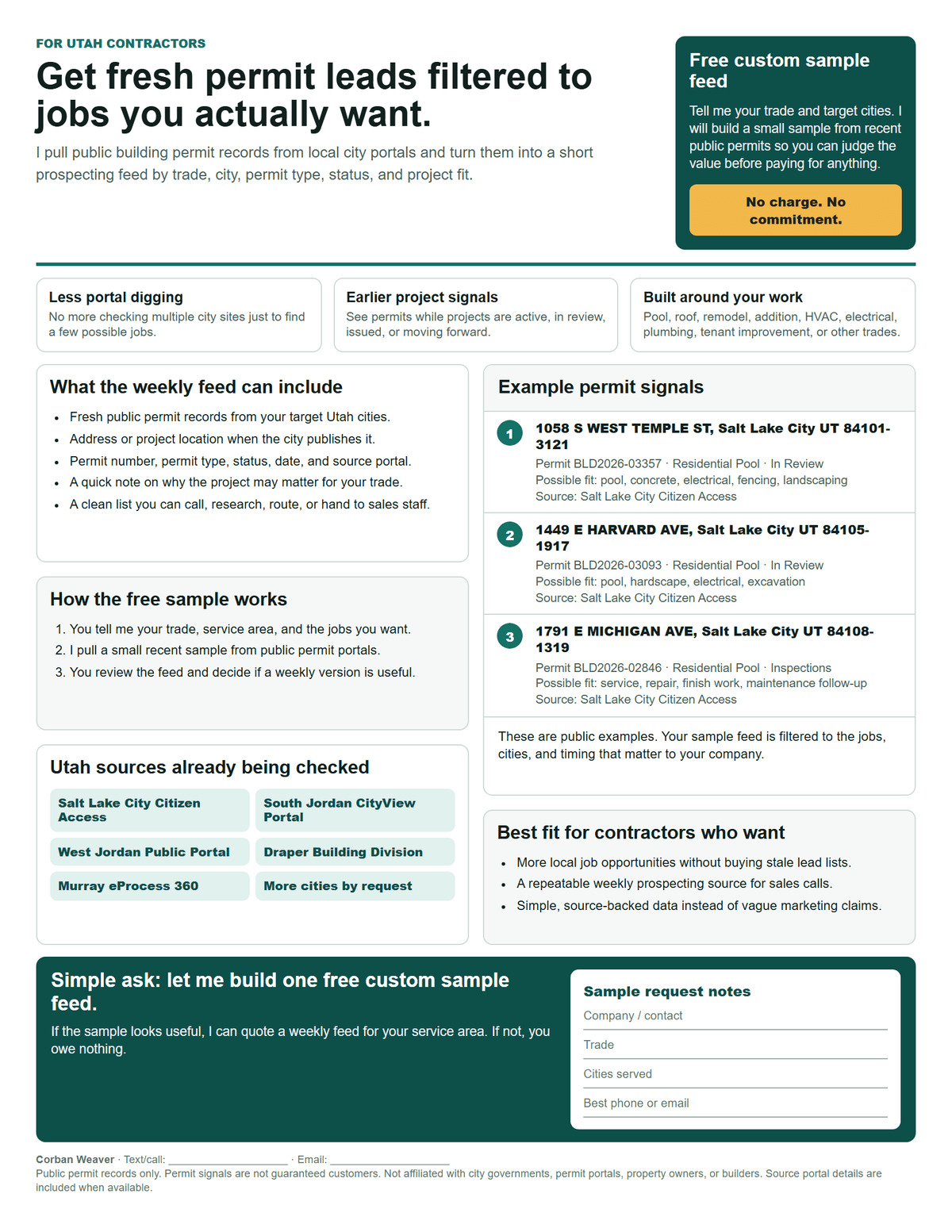 Printable contractor lead feed flyer preview